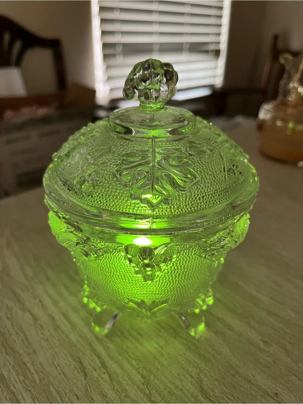 Vintage Harvest Grape Glass Trinket Box Styled as a Fairy Lamp